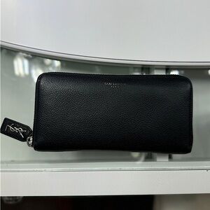 Saint Laurent | ZIP AROUND WALLET IN GRAIN DE POUDRE EMBOSSED LEATHER